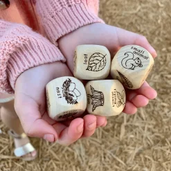 Wooden Forest Scavenger Hunt Dice (Set of 4)