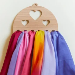 Wooden Heart Playsilk Display by Sarah's Silks