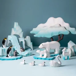 Wooden Icy Cliff and Penguin Set