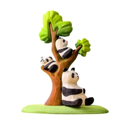 Wooden Panda Family and Tree Set