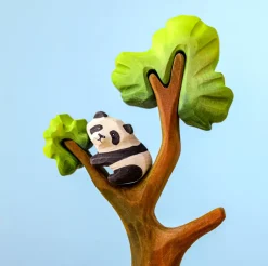 Wooden Panda Family and Tree Set
