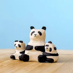 Wooden Panda Family and Tree Set