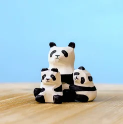 Wooden Panda Family and Tree Set