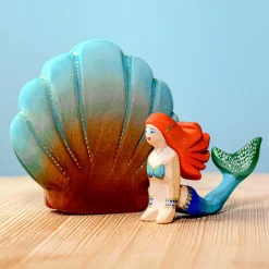 Wooden Shell and Mermaid Set