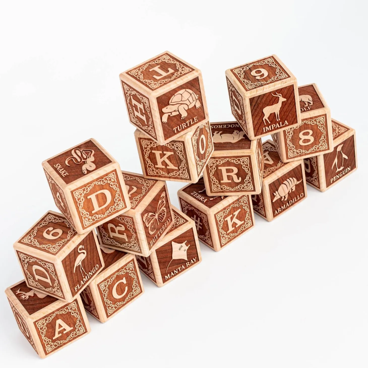 Animal Alphabet Blocks (English - Set of 15) - Handmade in Canada