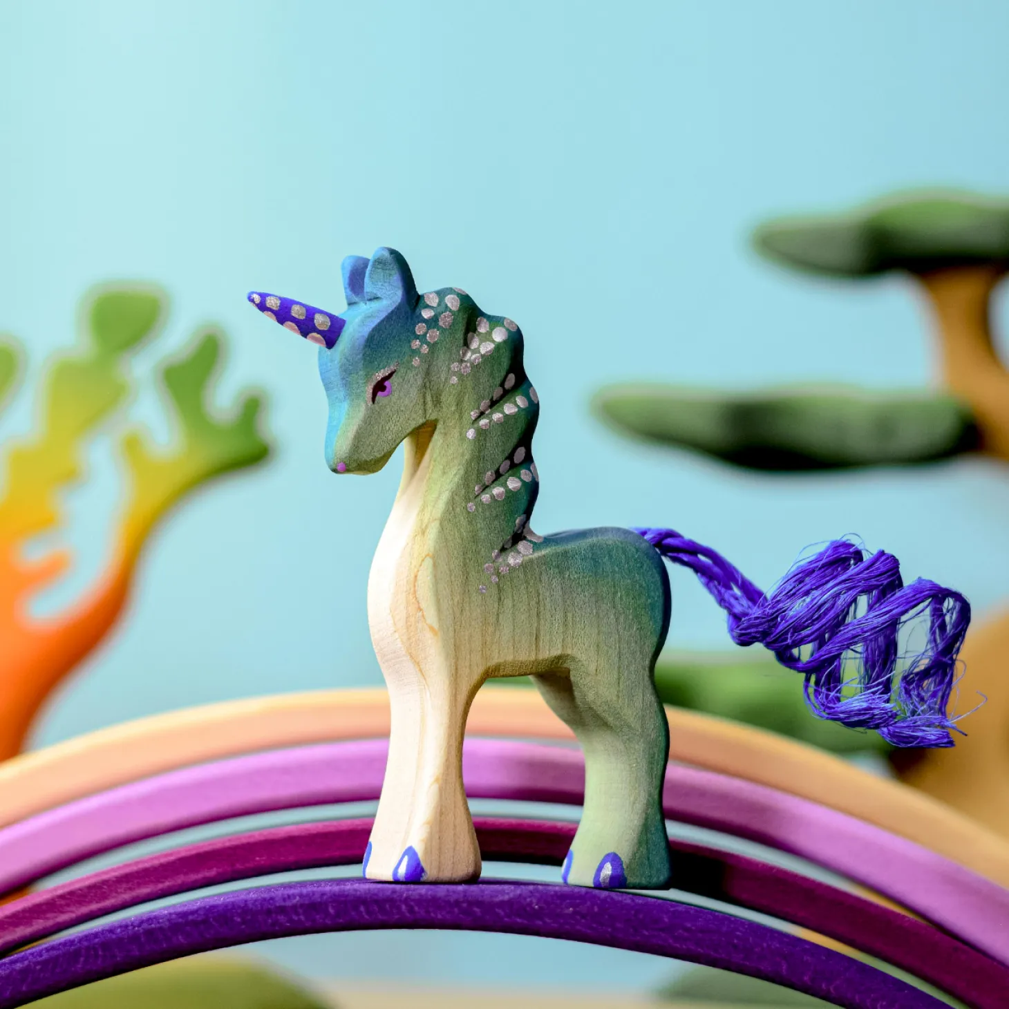 Baby Unicorn (Blue & Green) | Wooden Toy