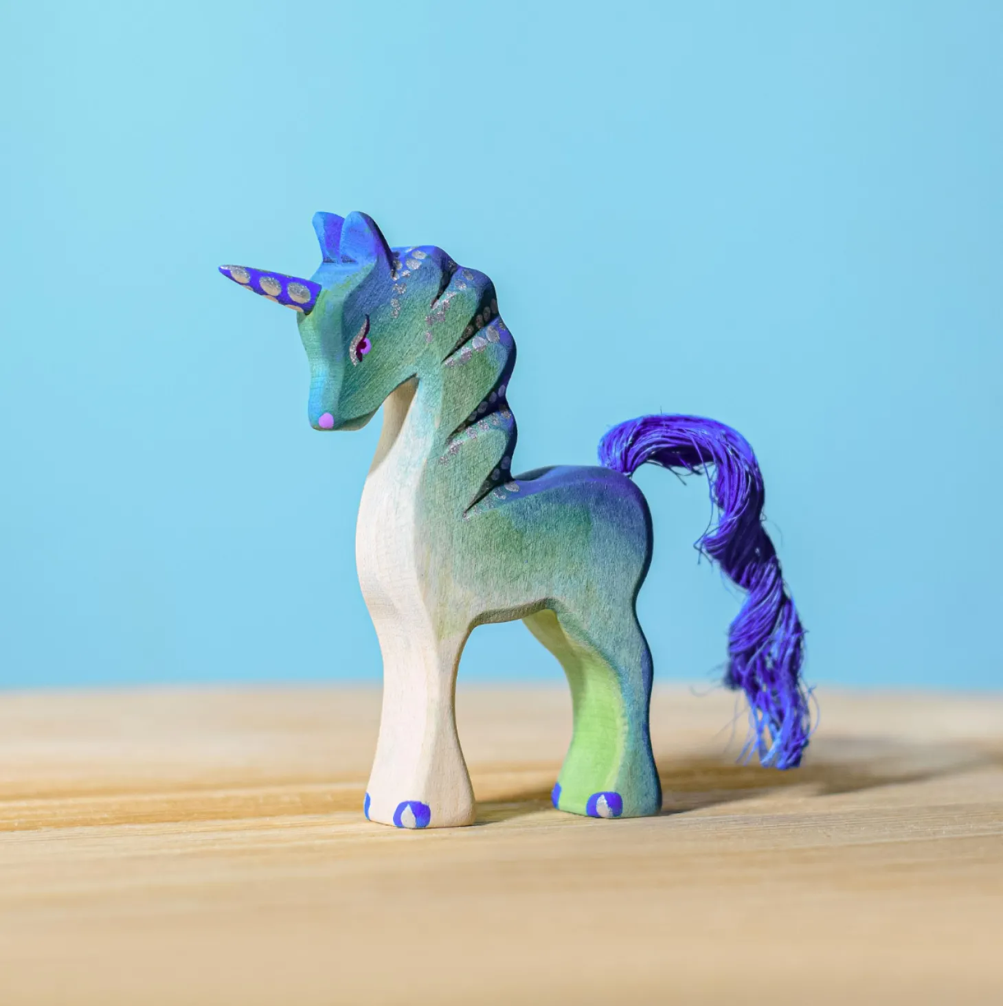 Baby Unicorn (Blue & Green) | Wooden Toy