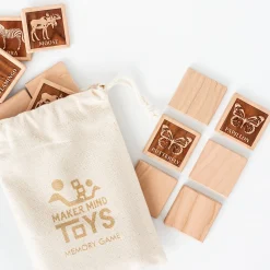 Bilingual (ENG/FR) Wooden Animal Tile Matching Memory Game - Handmade in Canada