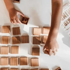 Bilingual (ENG/FR) Wooden Animal Tile Matching Memory Game - Handmade in Canada