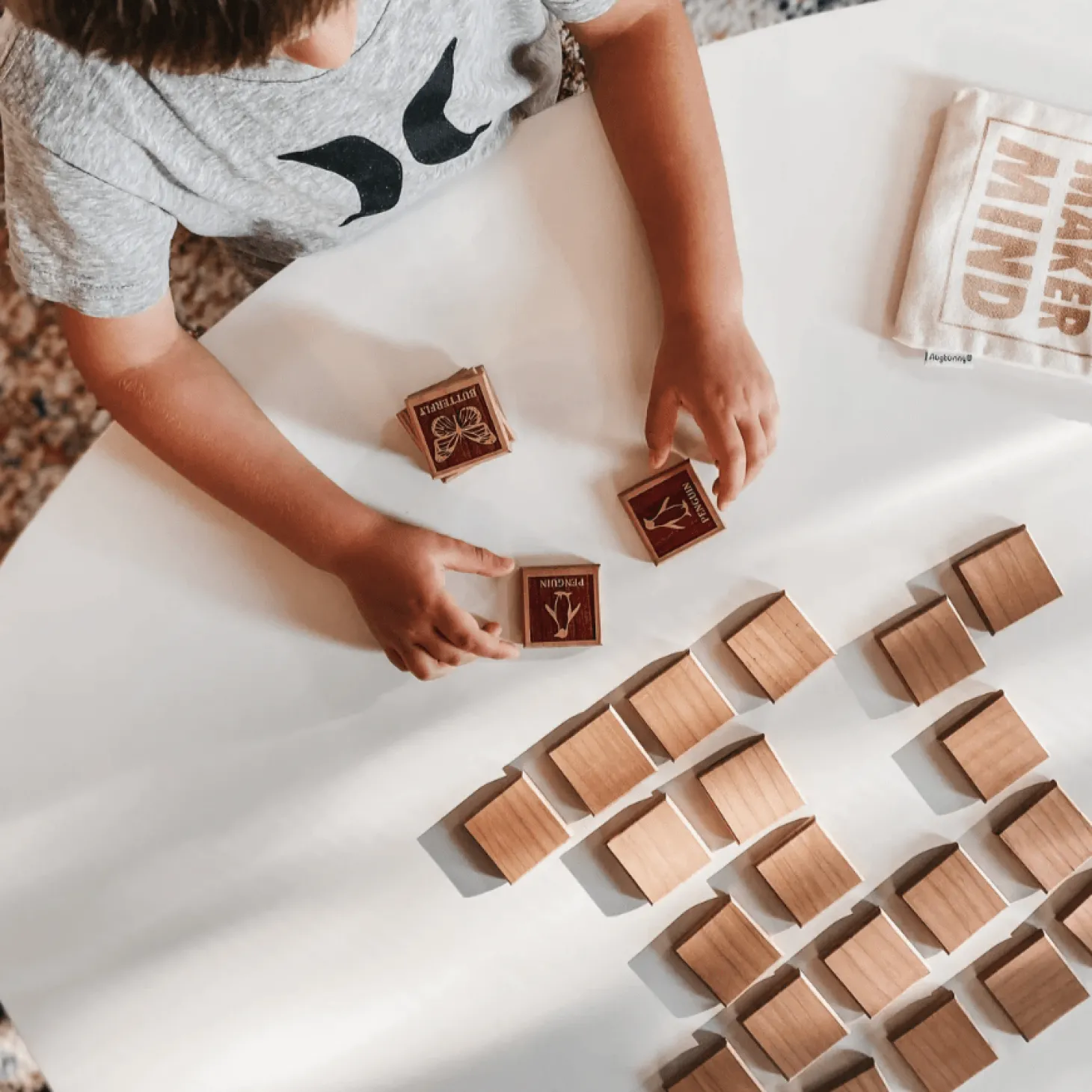 Bilingual (ENG/FR) Wooden Animal Tile Matching Memory Game - Handmade in Canada