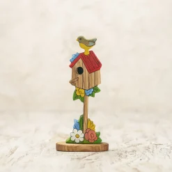 Bird House with Spring Flowers and Bird | Wooden Toy