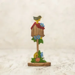 Bird House with Spring Flowers and Bird | Wooden Toy
