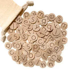 Double Sided Wooden Alphabet Discs (Set of 100 Mini Discs)