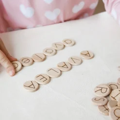 Double Sided Wooden Alphabet Discs (Set of 100 Mini Discs)