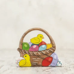 Easter Basket with Chicks and Eggs | Wooden Toy