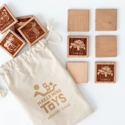 English Wooden Animal Tile Matching Memory Game - Handmade in Canada