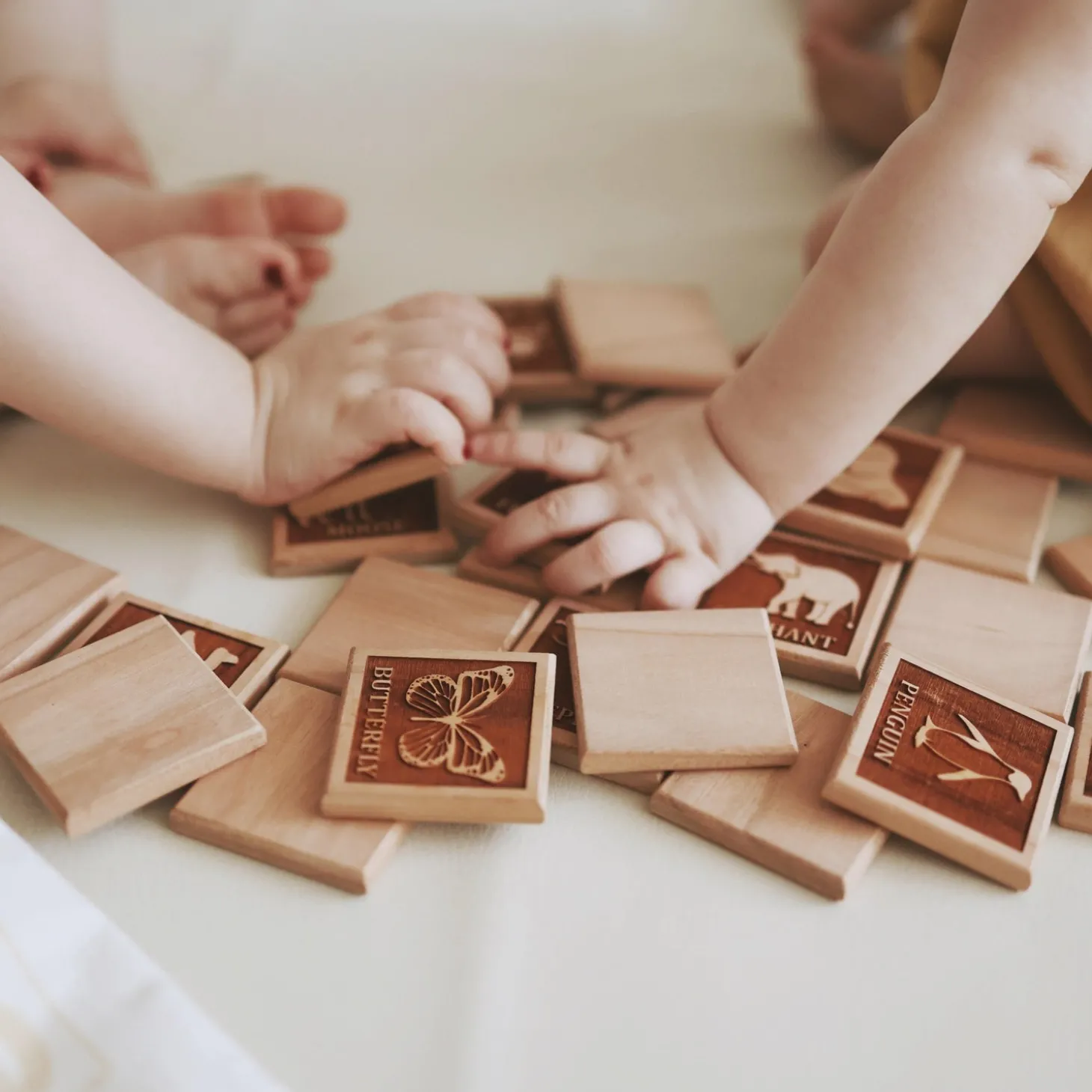 English Wooden Animal Tile Matching Memory Game - Handmade in Canada