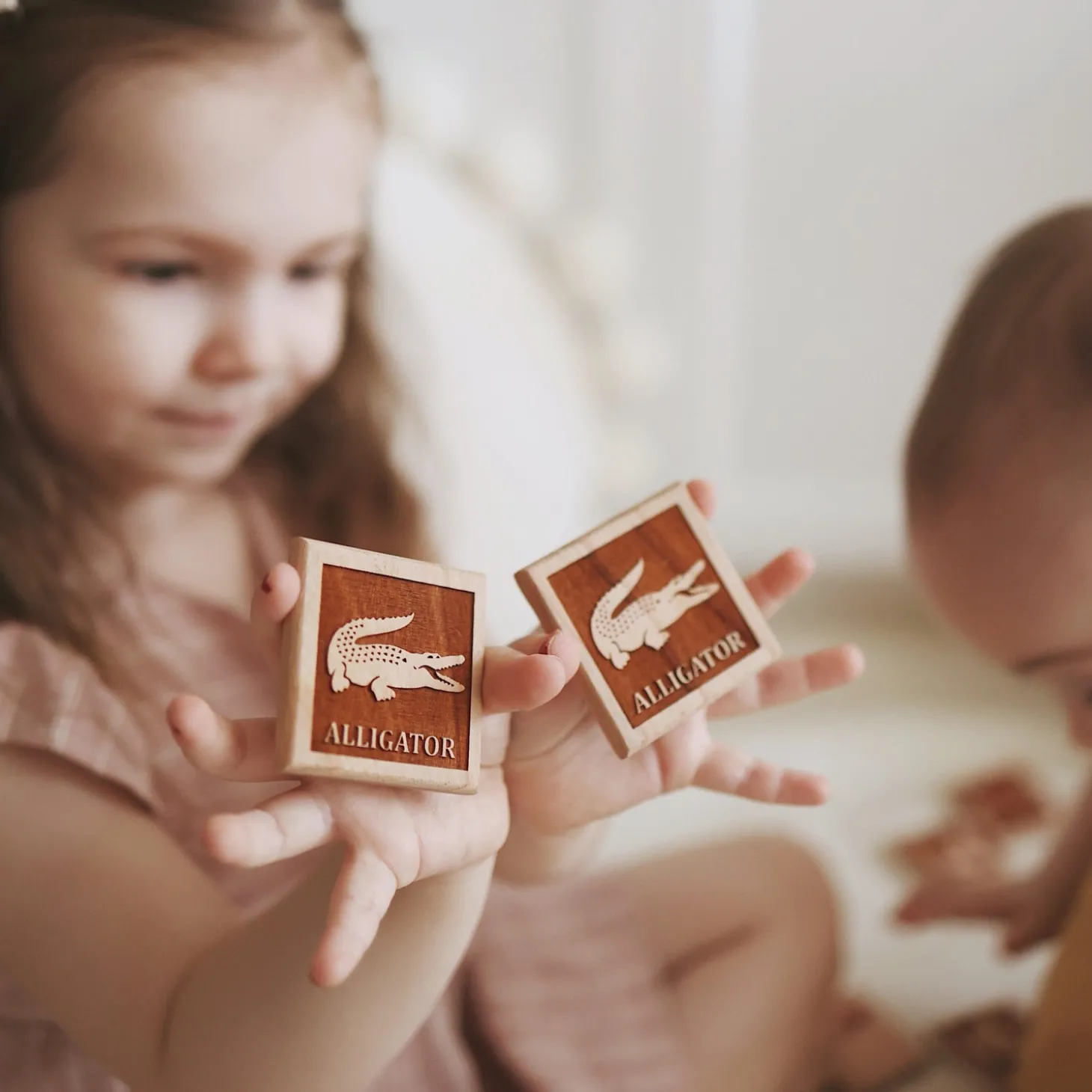 English Wooden Animal Tile Matching Memory Game - Handmade in Canada