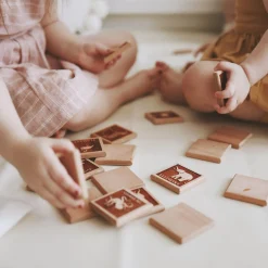 English Wooden Animal Tile Matching Memory Game - Handmade in Canada