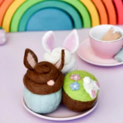 Felt Easter Bunny Cupcakes (Set of 3) | Play Food