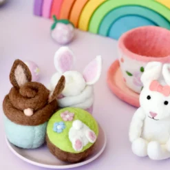 Felt Easter Bunny Cupcakes (Set of 3) | Play Food