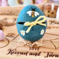 Felt Egg Cover - Blue Bee Motif