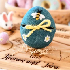 Felt Egg Cover - Blue Bee Motif
