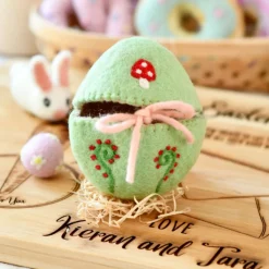 Felt Egg Cover - Green Mushroom Motif