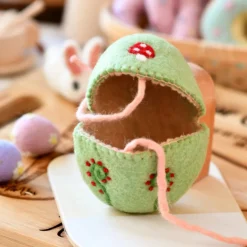 Felt Egg Cover - Green Mushroom Motif