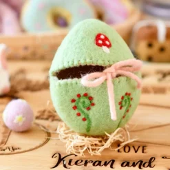 Felt Egg Cover - Green Mushroom Motif