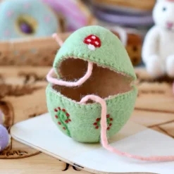 Felt Egg Cover - Green Mushroom Motif