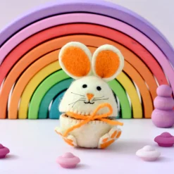 Felt Egg Cover - Orange Hopping Bunny