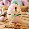 Felt Egg Cover - Peach Bee Motif
