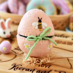 Felt Egg Cover - Peach Bee Motif