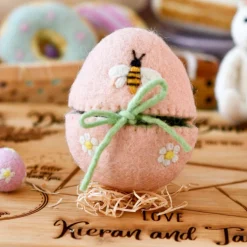 Felt Egg Cover - Peach Bee Motif