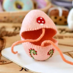 Felt Egg Cover - Peach Mushroom Motif