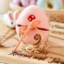 Felt Egg Cover - Peach Mushroom Motif