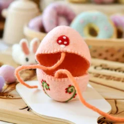 Felt Egg Cover - Peach Mushroom Motif