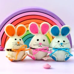 Felt Egg Cover - Pink Hopping Bunny