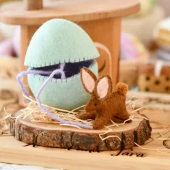 Felt Green Surprise Egg with Bunny