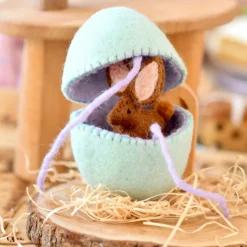 Felt Green Surprise Egg with Bunny