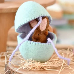 Felt Green Surprise Egg with Bunny