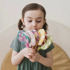 Felt Pink and White Swirl Lollipop | Play Food