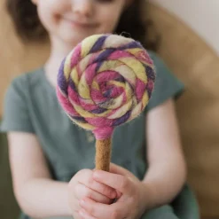 Felt Pink, Purple and Yellow Swirls Lollipop | Play Food