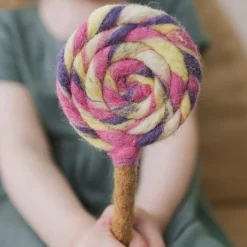Felt Pink, Purple and Yellow Swirls Lollipop | Play Food