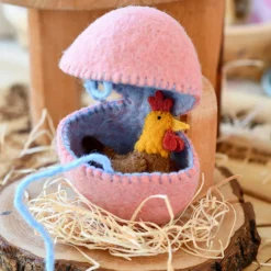 Felt Pink Surprise Egg with Hen