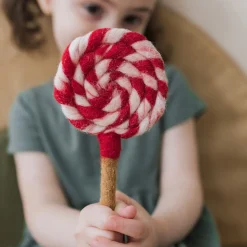 Felt Red and White Swirl Lollipop | Play Food