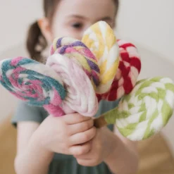 Felt Red and White Swirl Lollipop | Play Food