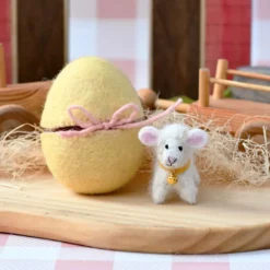 Felt Yellow Surprise Egg with Lamb