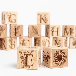 Floral Alphabet Blocks (Set of 15) - Handmade in Canada